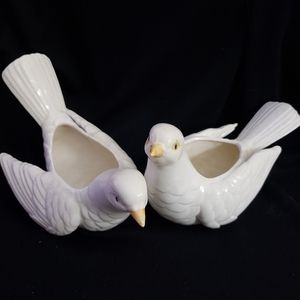 Vintage Fitz  and Floyd white Dove Vases